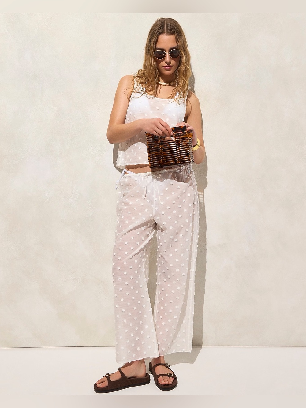J. Crew Pom Pom Scoop Neck Tank and Beach Pant Set, Size Small: NWT!